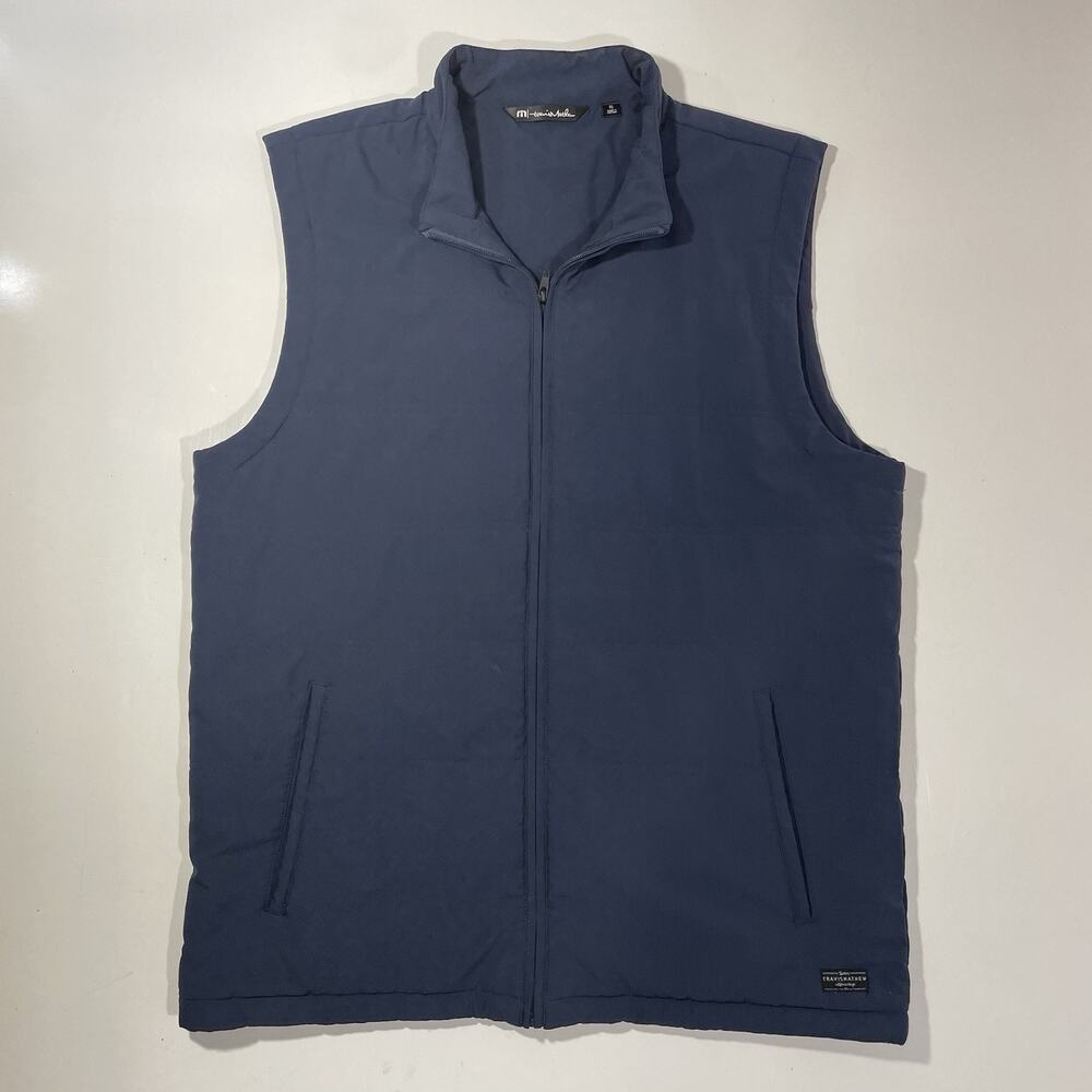 Travis Mathew Golf Men’s Full Zip Vest XL Blue Navy Puffer